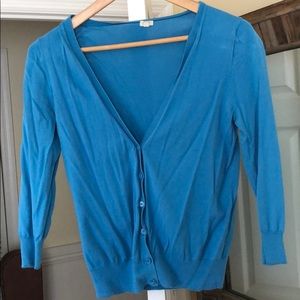 Bright blue three quarter length sleeve cardigan